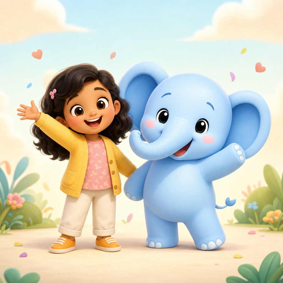 Feelo and character feeling Happy
